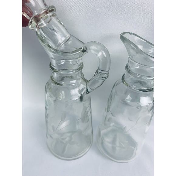 Heritage by Princess House Cruet Set One Stopper Clear Etched Glass - Picture 4 of 6